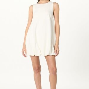 Women's White Sleeveless Bubble Hem Mini Dress